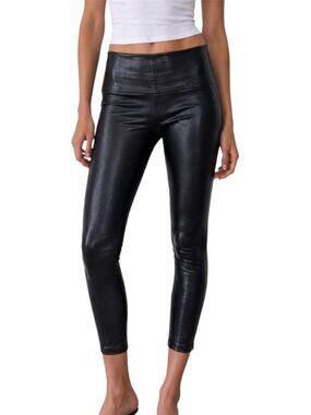 M Spanx Black Faux Leather High Rise Leggings